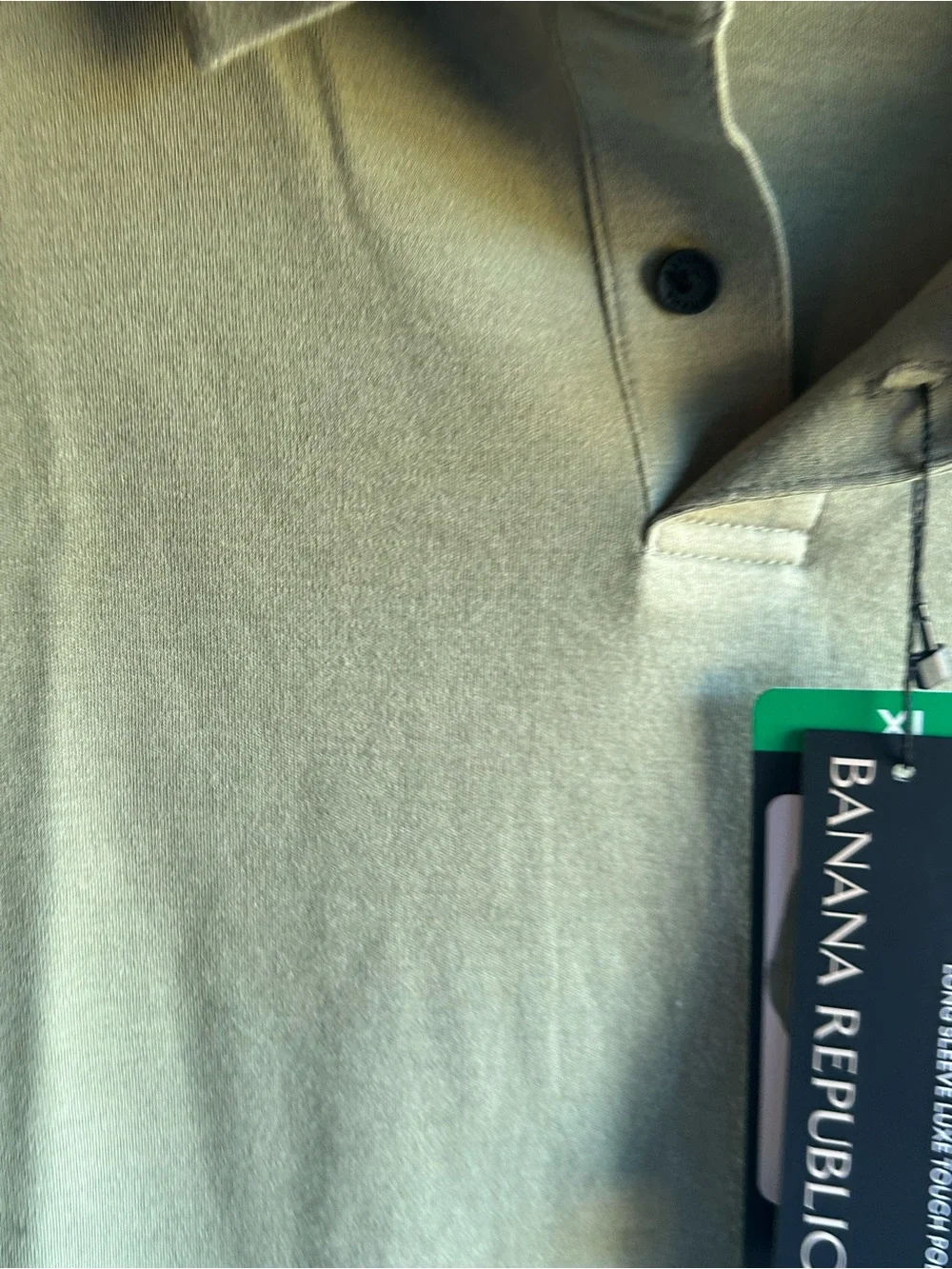 Banana Republic Men's Long Sleeve Luxe Touch Polo Green Size XL. New With Tags.